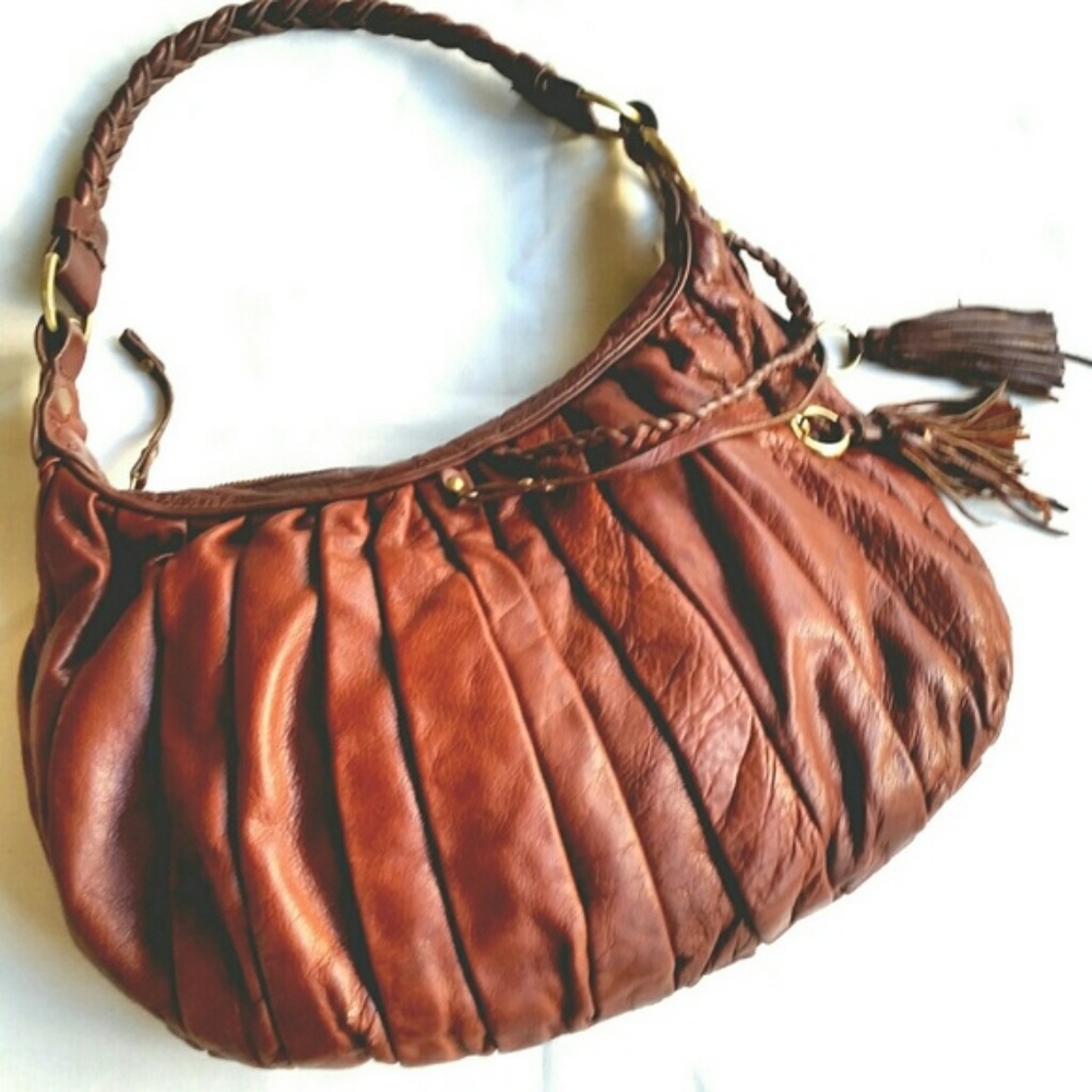 Sabina Coquille Brown Leather Hobo Bag